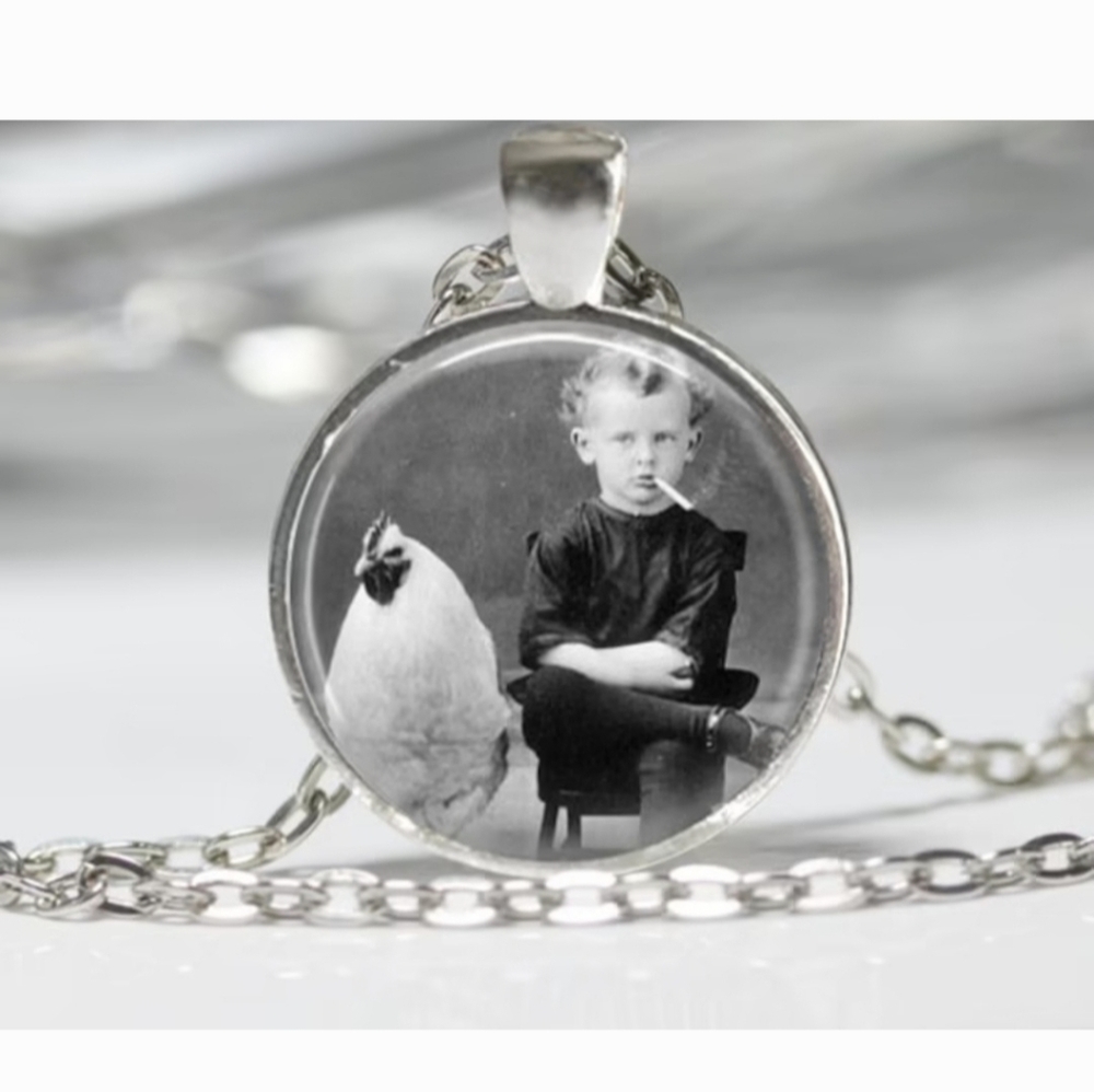 New Oddities Vintage Photo Silver Necklace.